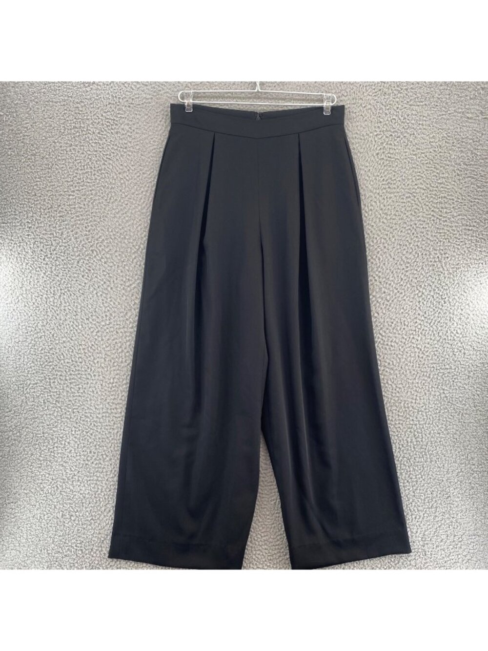 Alex Marie Pants Women 6 Black Stretch Pleats Wide Leg High Rise Trousers Pocket